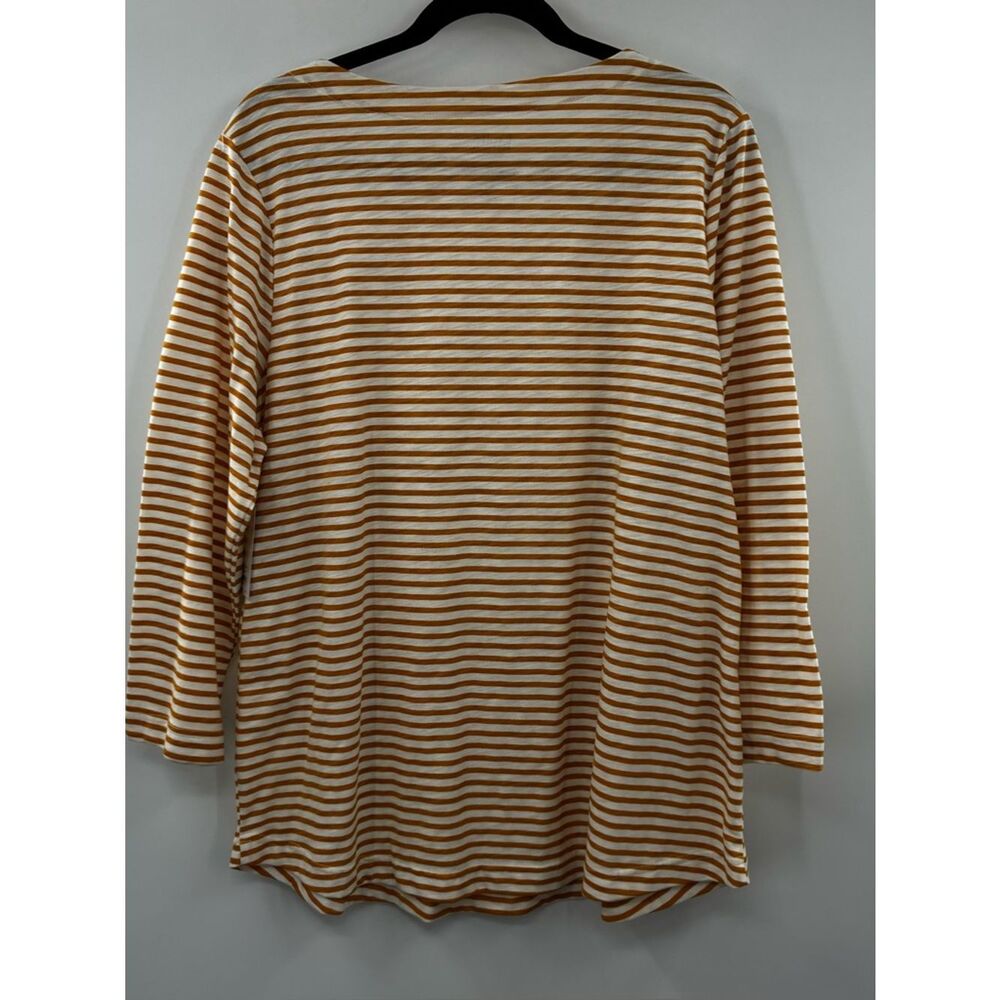 3For$20 croft & barrow White and Mustard Striped TeeNWT size XL - Picture 4 of 4